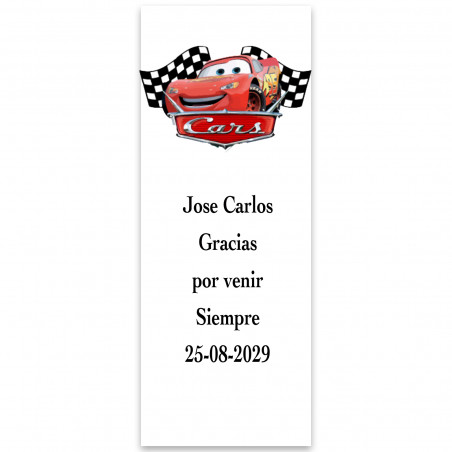 Cars, etiqueta adesiva personalizada fundo branco 13x5cm