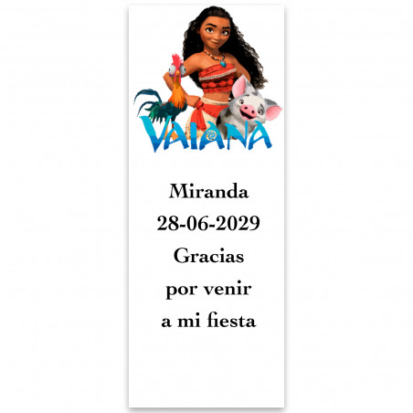 Vaiana Moana, adesivo personalizado com texto editável 13x5cm