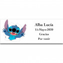 Stitch, etiqueta adesiva personalizada com textos editáveis 13x5cm