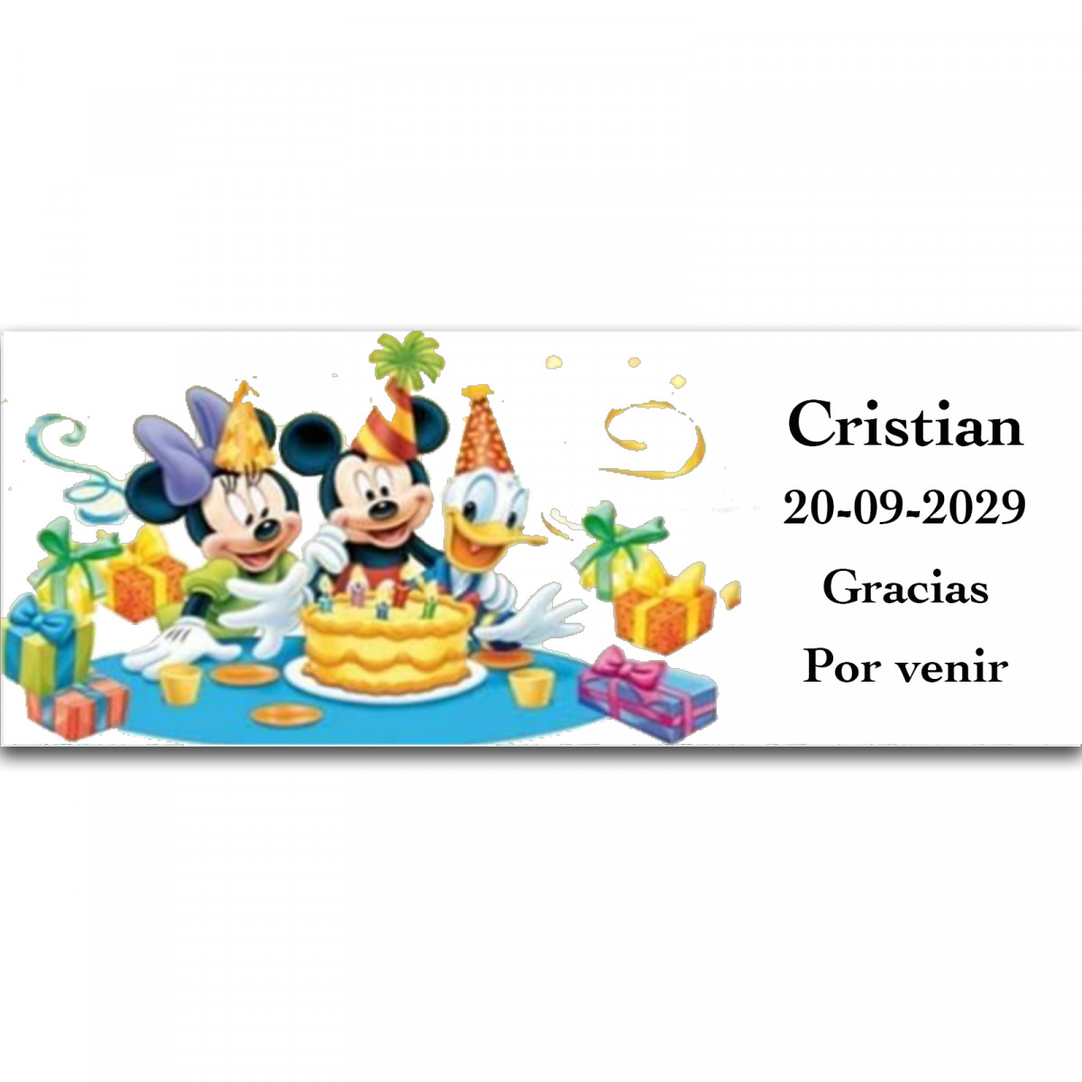 Adesivo personalizado Disney para presentes de eventos 13x5cm
