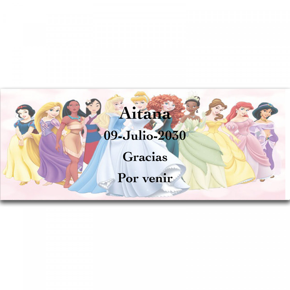 Adesivos personalizados de princesas para eventos especiais 13x5cm