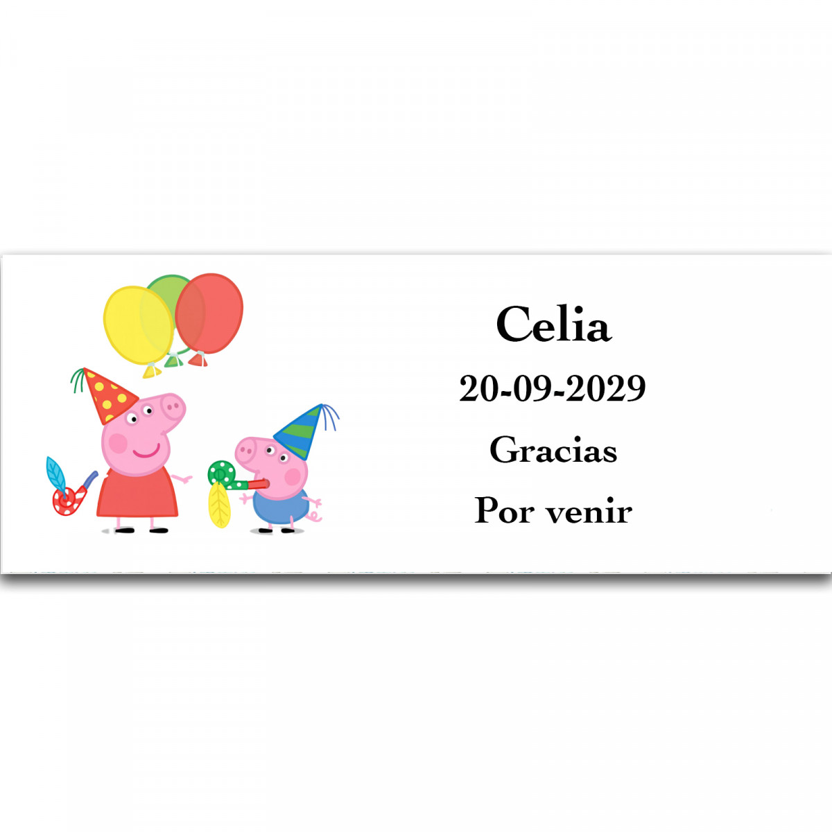 Adesivo personalizado Peppa Pig alegre e colorido 13x5cm