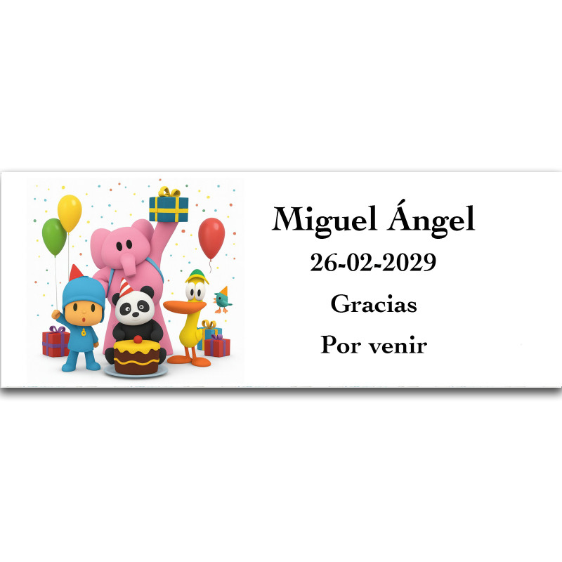 Pocoyó adesivo personalizado infantil 13x5cm