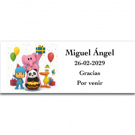 Pocoyó adesivo personalizado infantil 13x5cm