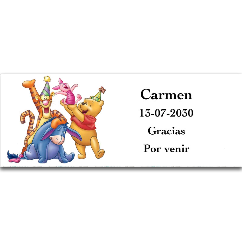 Winnie the Pooh adesivo personalizado com texto 13x5cm