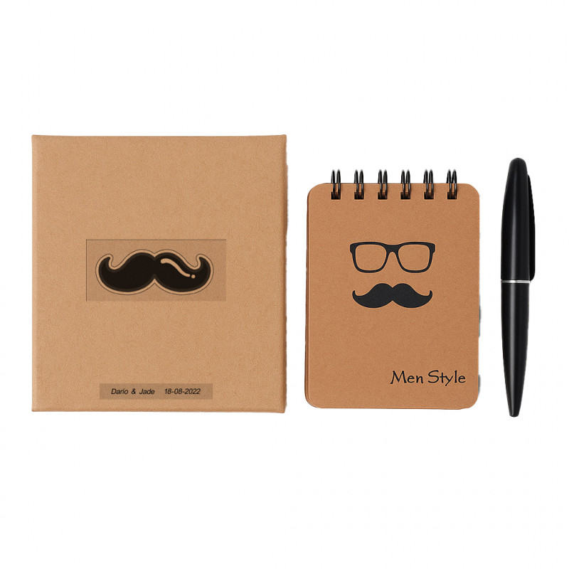 Detalhes convidados homens cadernetas personalizadas