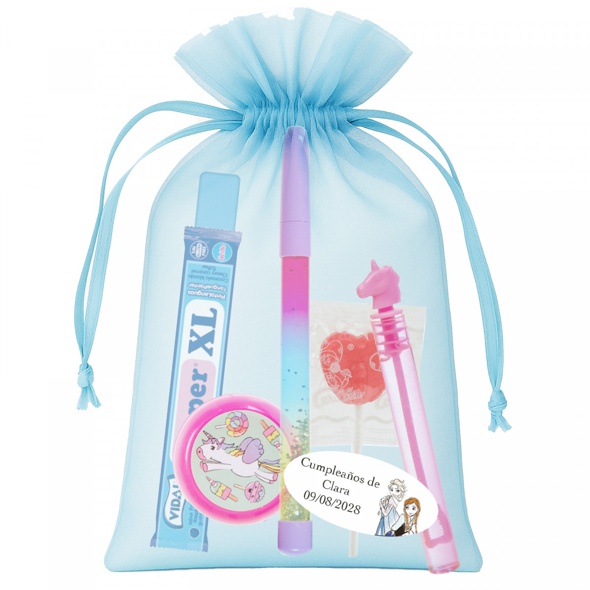 Frozen bolsa personalizada com brinquedos e guloseimas