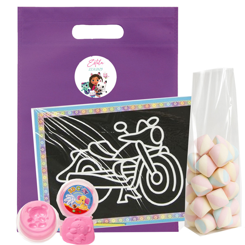 Gabby gato bolsa com detalhes educativos infantis e doces
