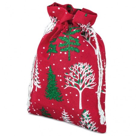 Bolsa vermelha com motivos natalinos