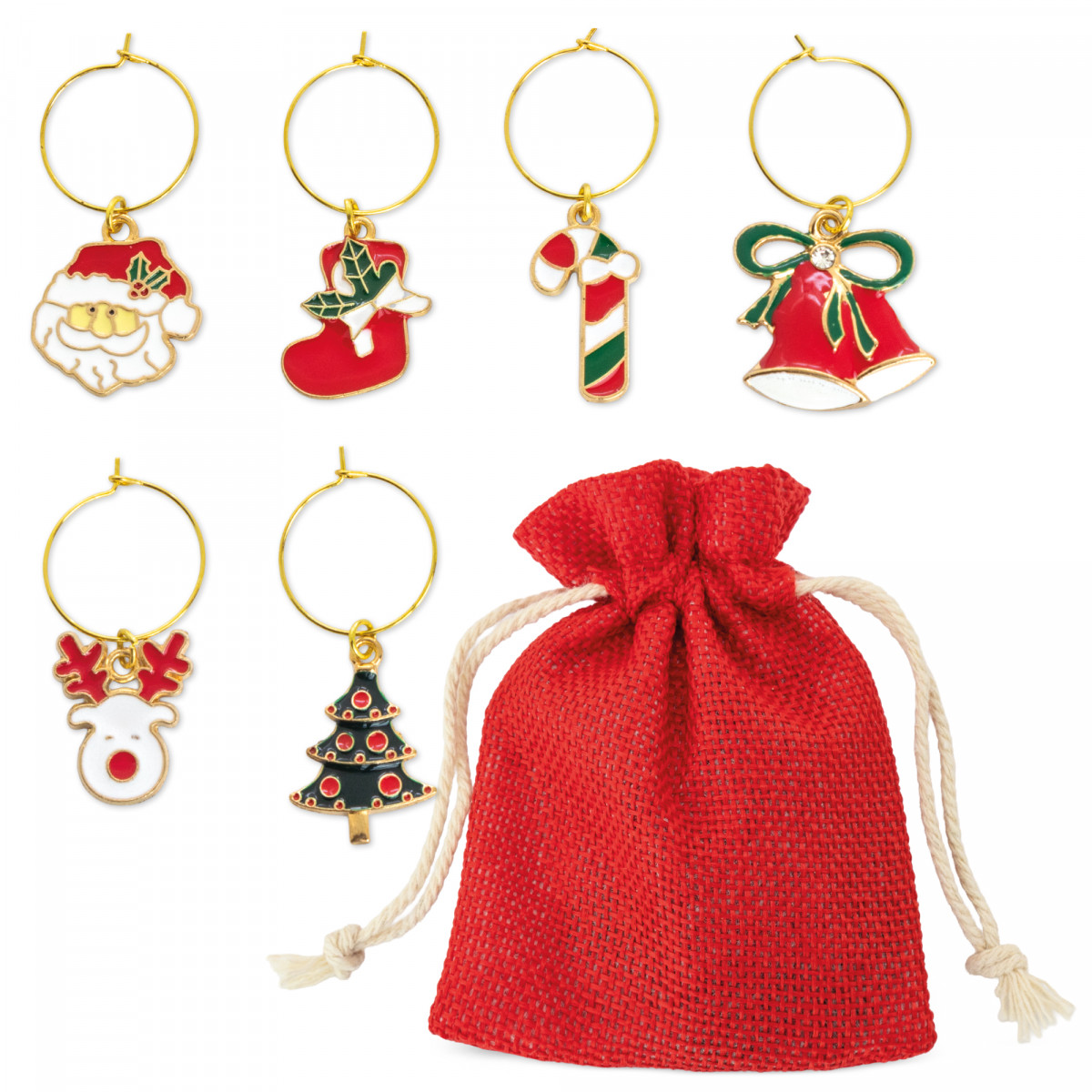 Conjunto de 6 aros de Natal para copos