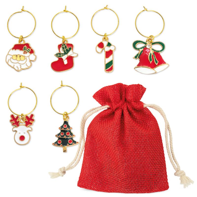Conjunto de 6 aros de Natal para copos