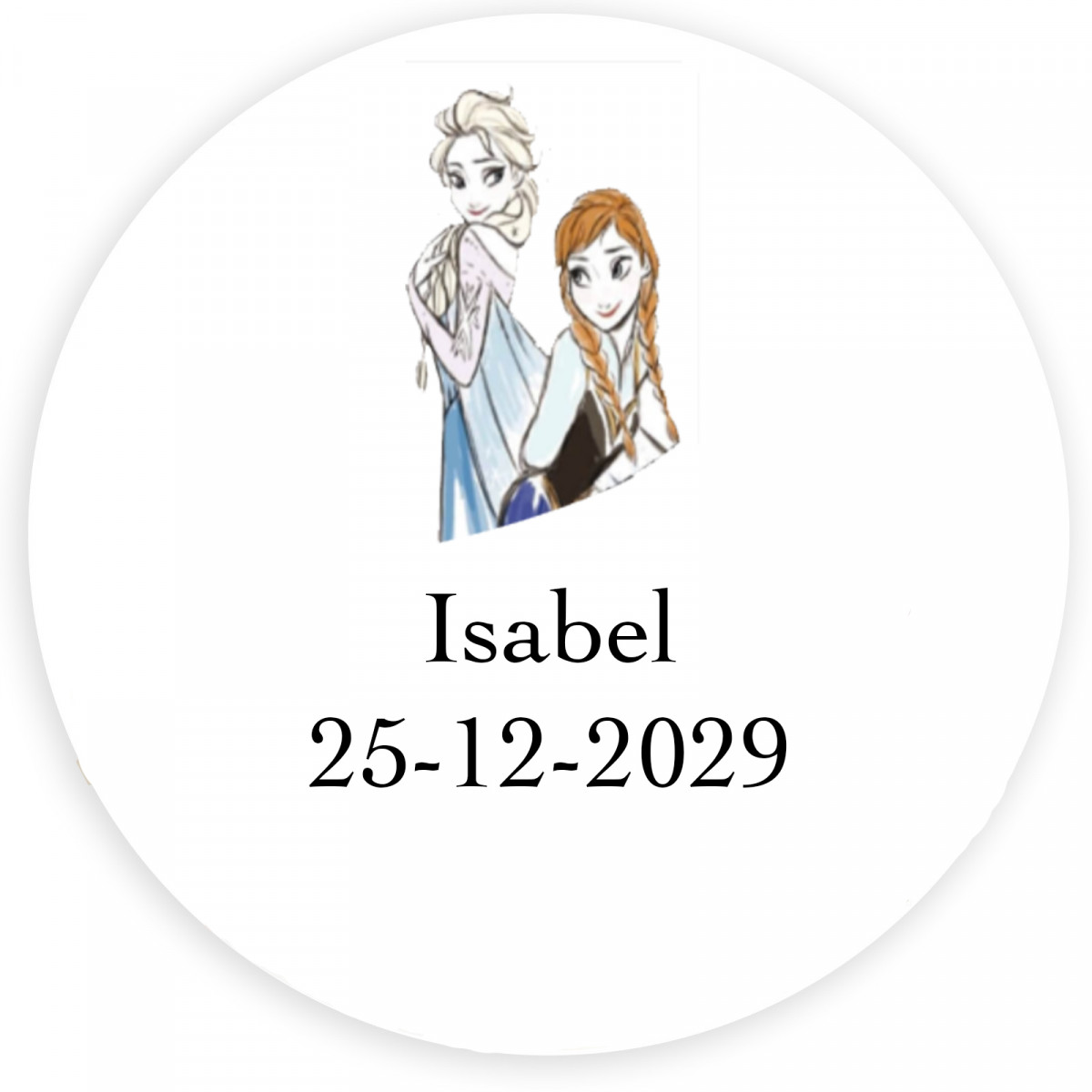 Congelado, adesivo personalizado com fundo branco 5cm