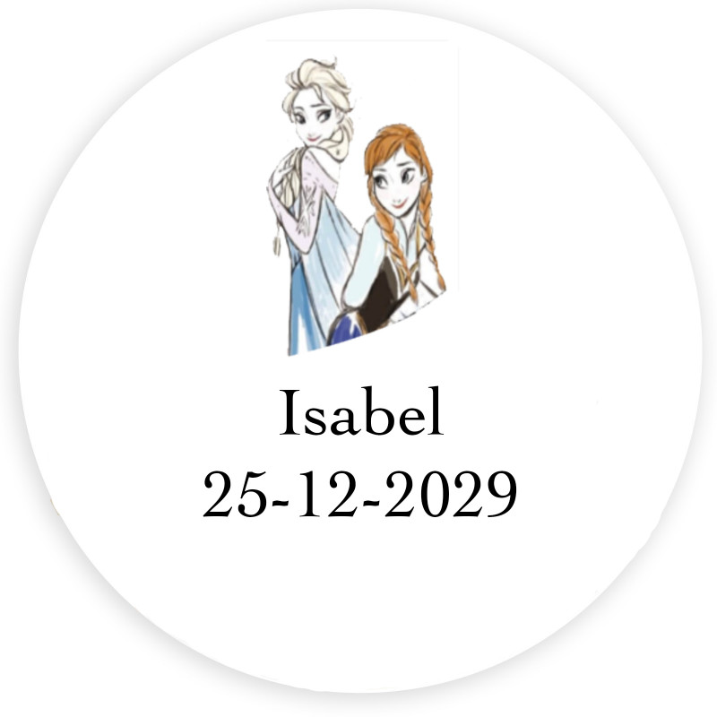 Congelado, adesivo personalizado com fundo branco 5cm