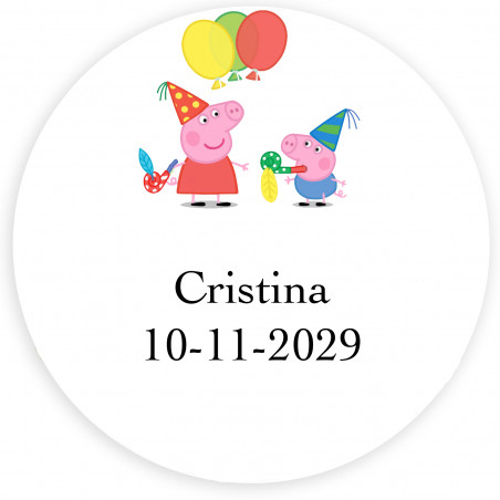 Peppa Pig etiqueta adesiva para eventos 5cm