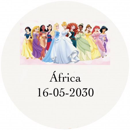 Princesas etiqueta adesiva personalizada 5cm e transparente