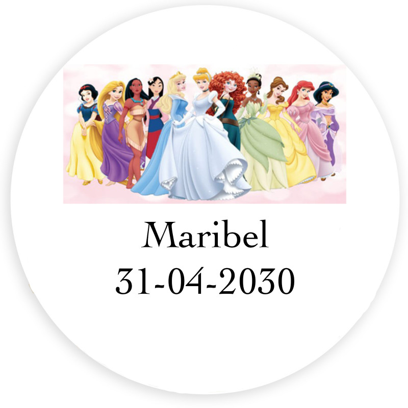 Princesas clássicas adesivo personalizado 3cm