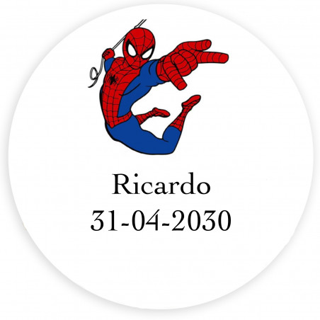 Spiderman adesivos personalizados com texto 3cm