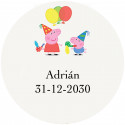Adesivo transparente de peppa pig com texto 3cm