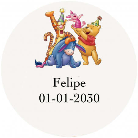 Winnie the pooh e seus amigos adesivo transparente redondo personalizado 3cm