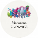 Trolls etiqueta adesiva design infantil sobre fundo transparente 3cm