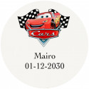 Carros com rayo mcqueen etiqueta adesiva de forma redonda 3cm transparente