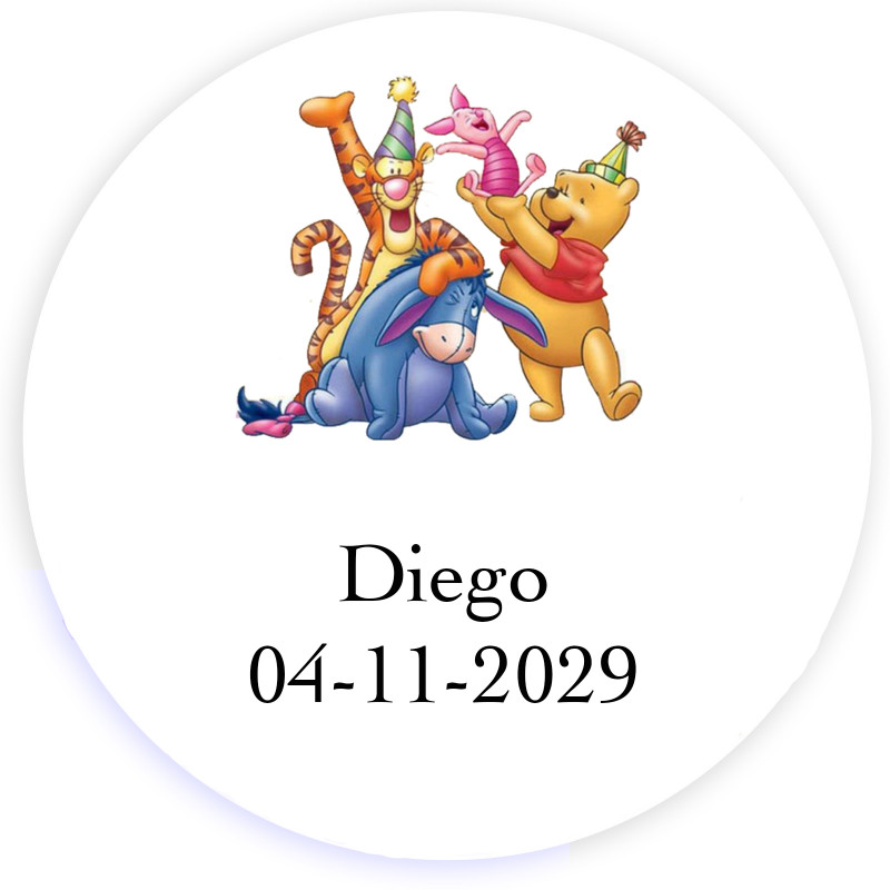 Winnie the Pooh adesivo personalizado para decorações 5cm