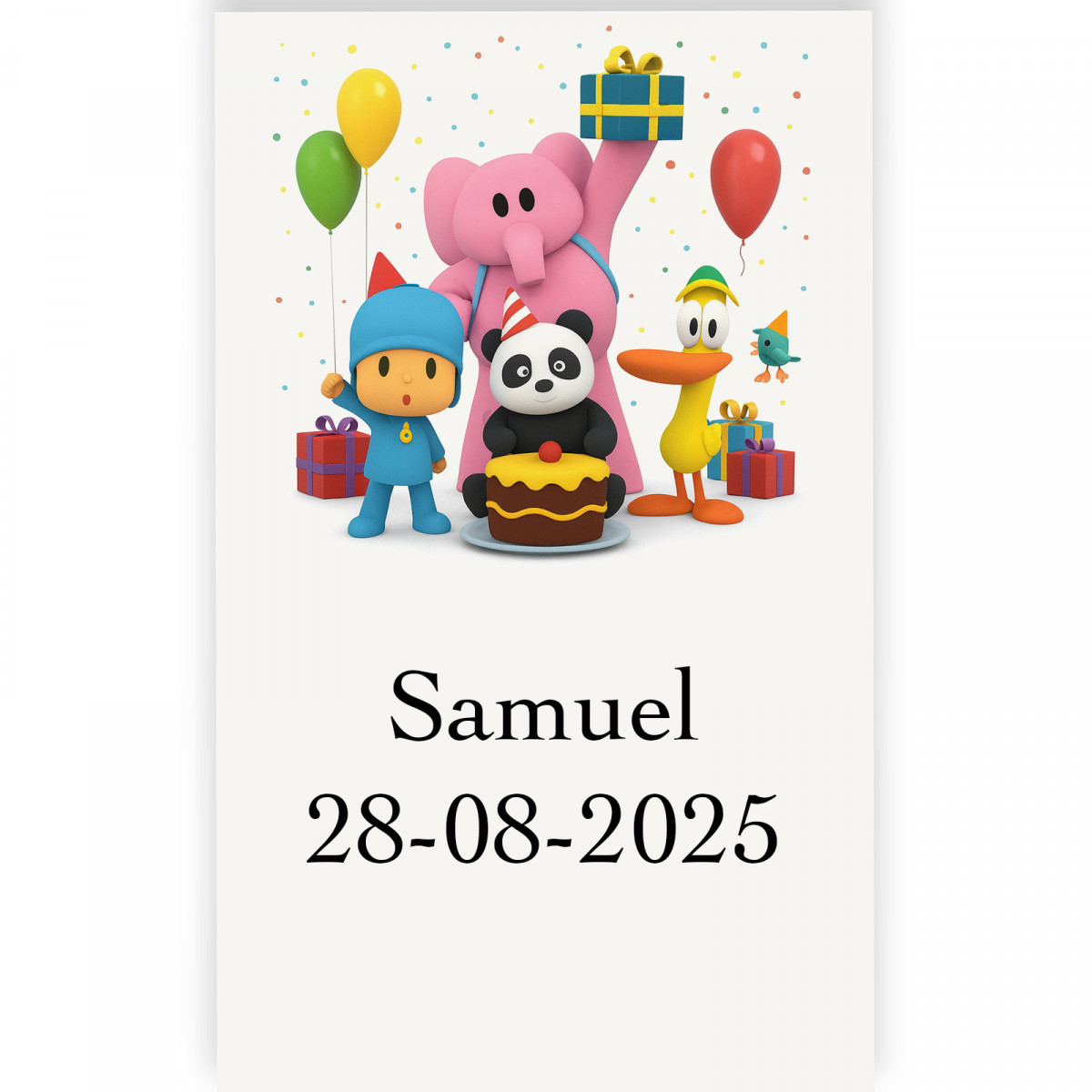Pocoyó em adesivos com personalização transparentes 3x5cm