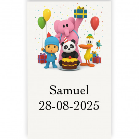 Pocoyó em adesivos com personalização transparentes 3x5cm