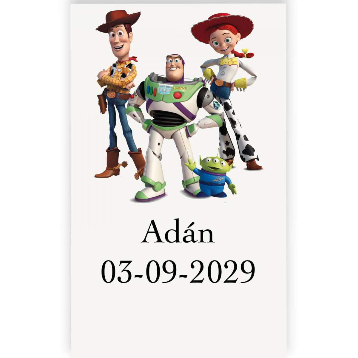 Adesivo toy story com personalização 3x5cm transparente