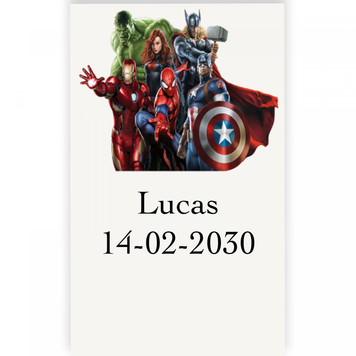 Adesivo temático personalizado dos vingadores 3x5cm transparente