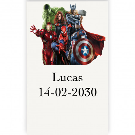 Adesivo temático personalizado dos vingadores 3x5cm transparente