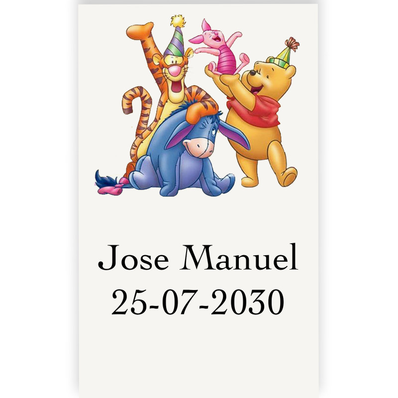 Winnie the pooh etiqueta personalizada adesiva 5x3cm transparente