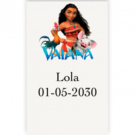 Vaiana moana adesivo personalizado vertical transparente de 3x5cm