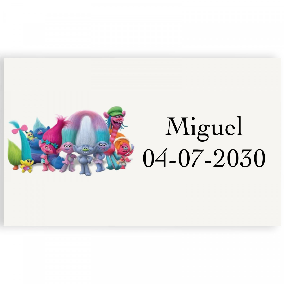 Trolls etiqueta adesiva colorida com fundo transparente 3x5cm