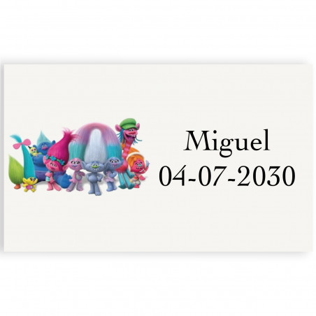 Trolls etiqueta adesiva colorida com fundo transparente 3x5cm