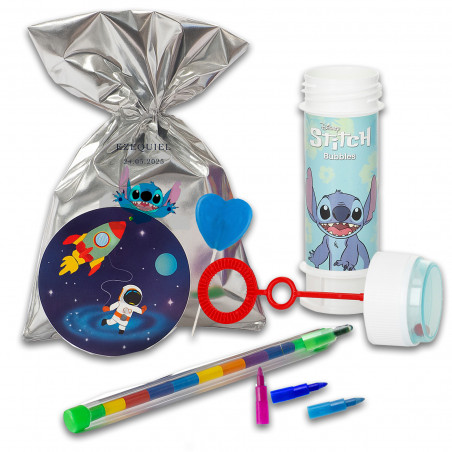 Stitch bolsa surpresa com pompero acessórios de papelaria e pirulito pintalíngua
