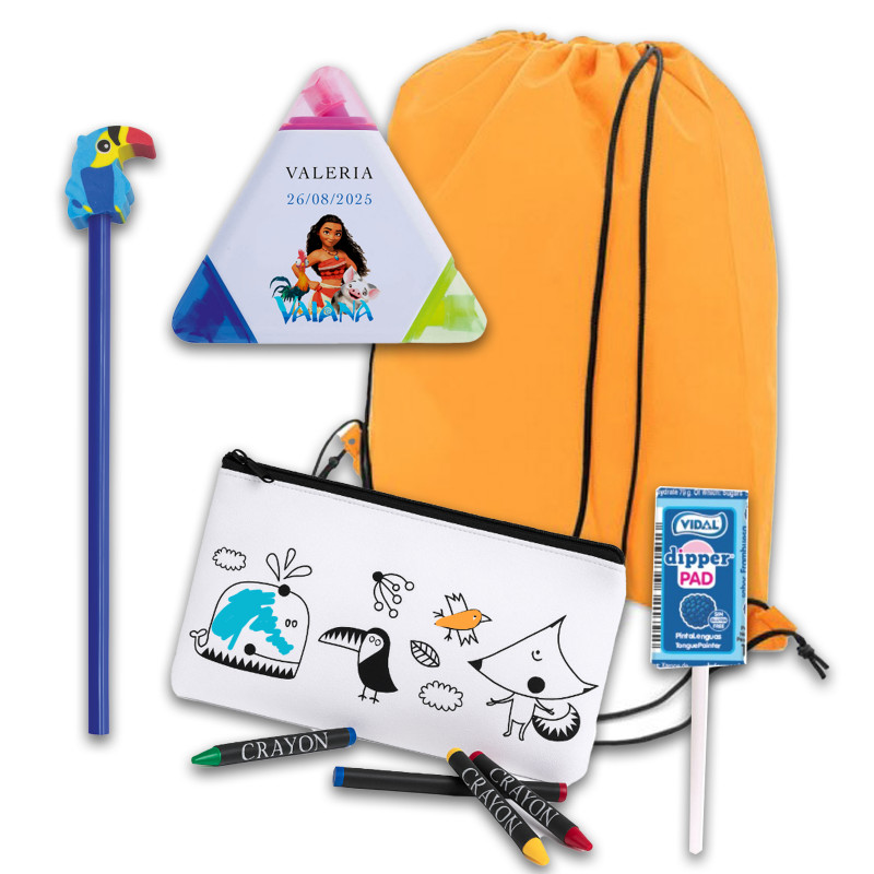 Vaiana Moana, pacote infantil temático com detalhes práticos escolares