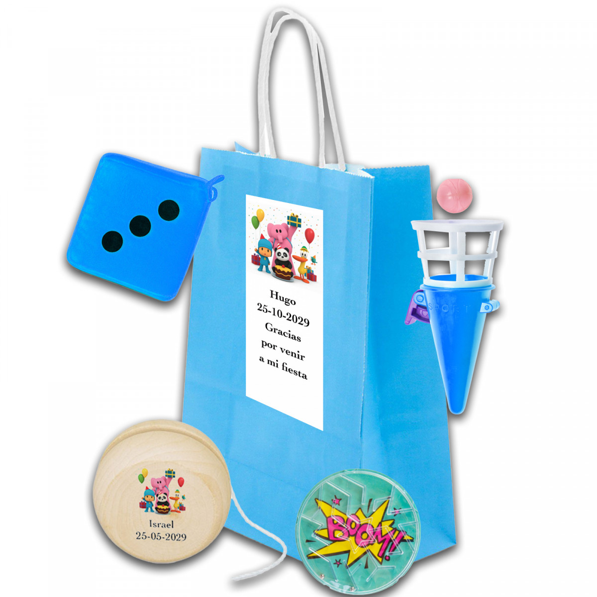 Pocoyó, bolsa personalizada com brinquedos para se divertir