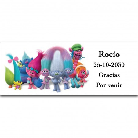 Pacote de detalhes personalizado dos trolls para aniversários batizados e comunhões