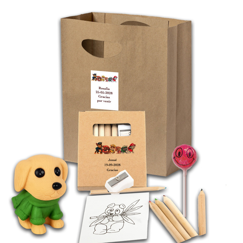 Bolsa patrulha canina com presentes para crianças em celebrações