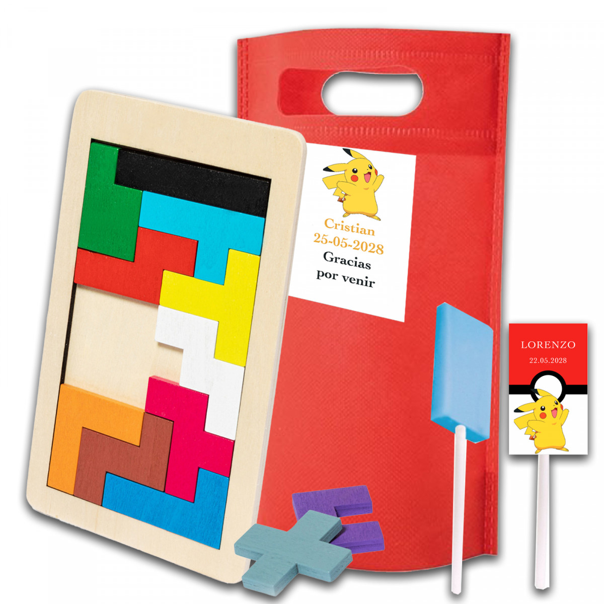 Pacote de pokémon para convidados personalizados educativo e saboroso