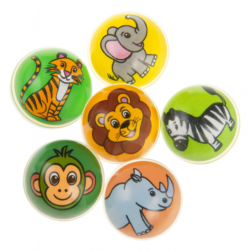 Bola mini saltitante com fundo de animais