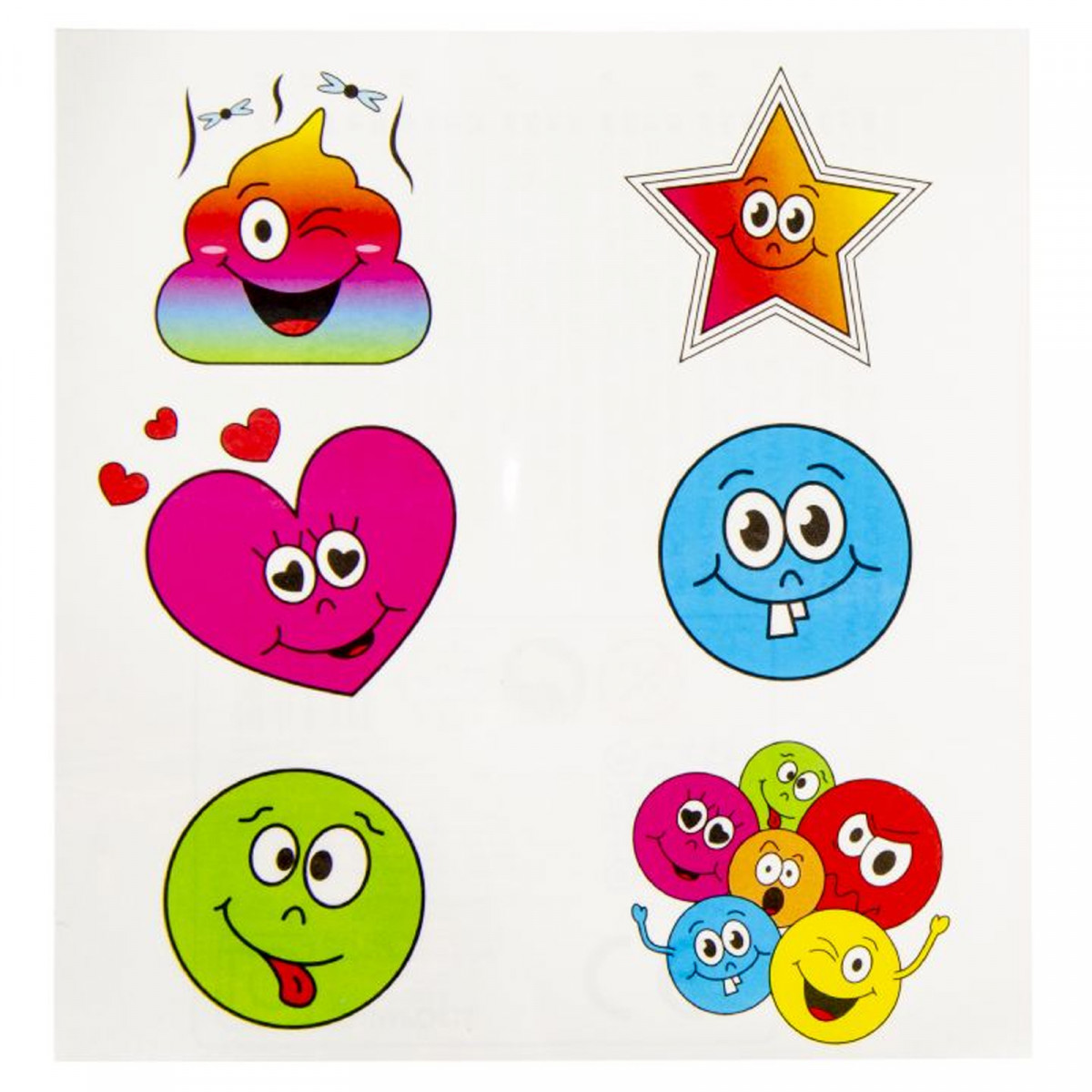 Emojis tatuagens infantis com carinhas divertidas