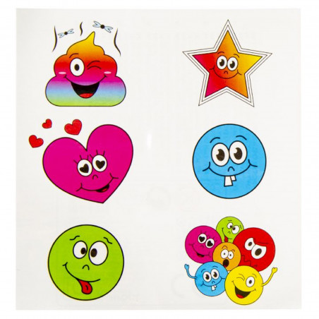 Emojis tatuagens infantis com carinhas divertidas
