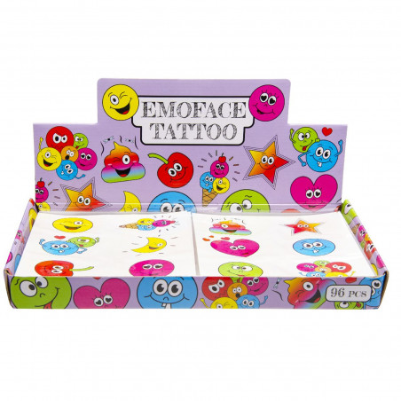 Emojis tatuagens infantis com carinhas divertidas