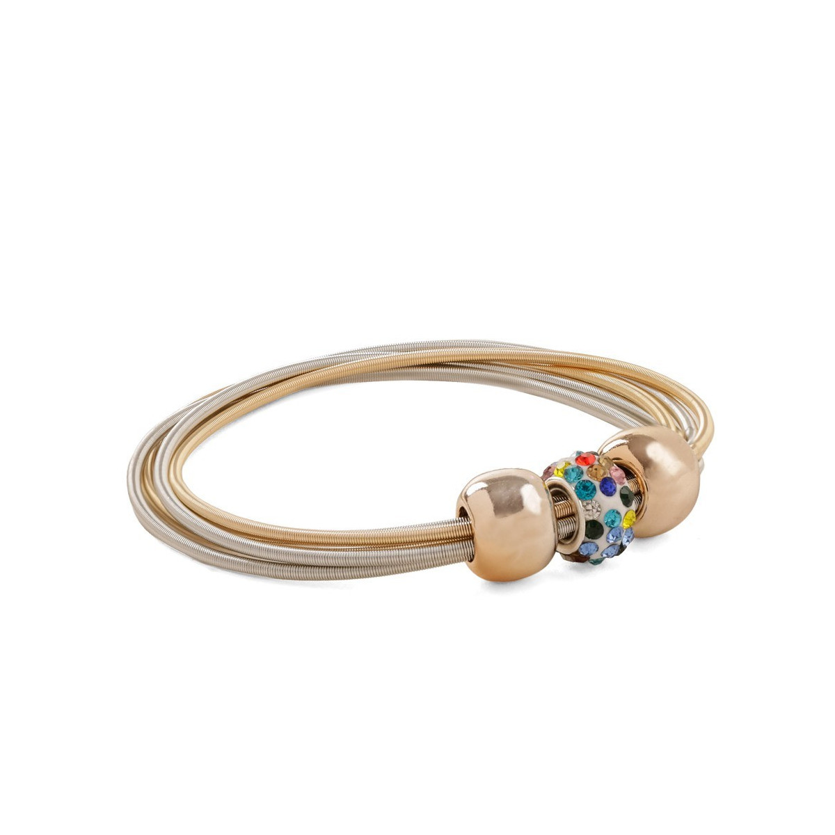 Pulseira elástica para mulher com contas douradas e brilhantes Elegância e conforto em um único acessório