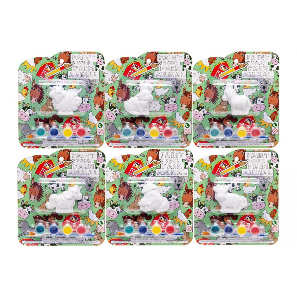 Conjunto para pintar gesso infantil animal de fazenda