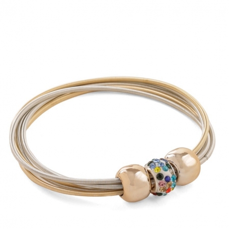 Pulseira elástica para mulher com contas douradas e brilhantes Elegância e conforto em um único acessório