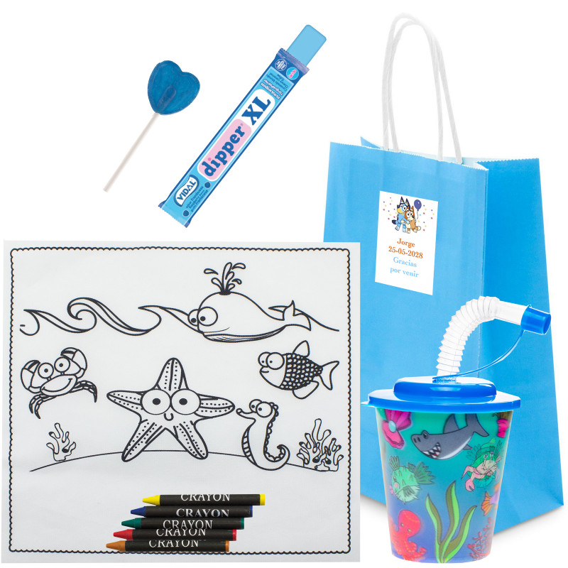 Bluey e bingo conjunto infantil marinho com doces