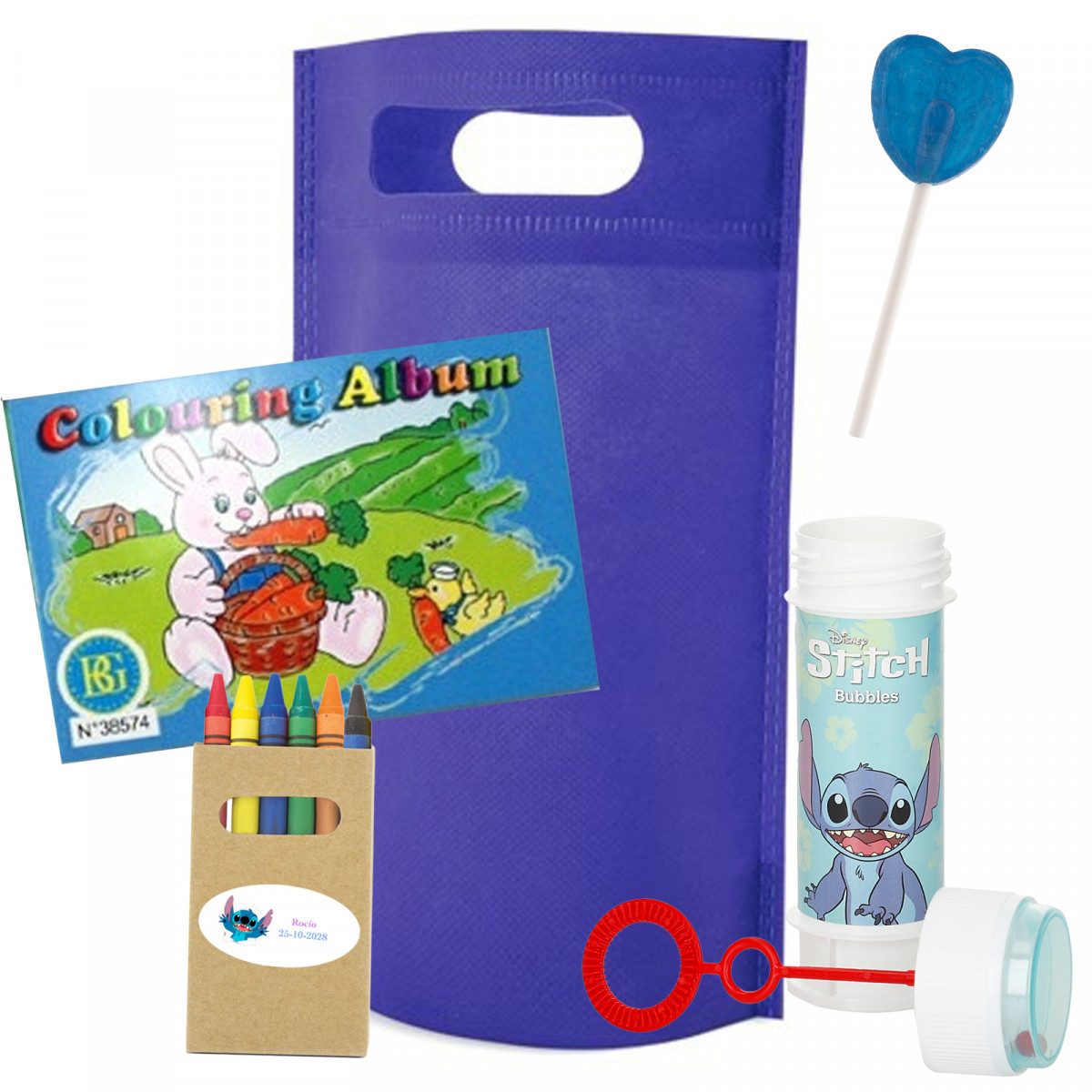 Stitch presente infantil personalizado com livro pompom e doce